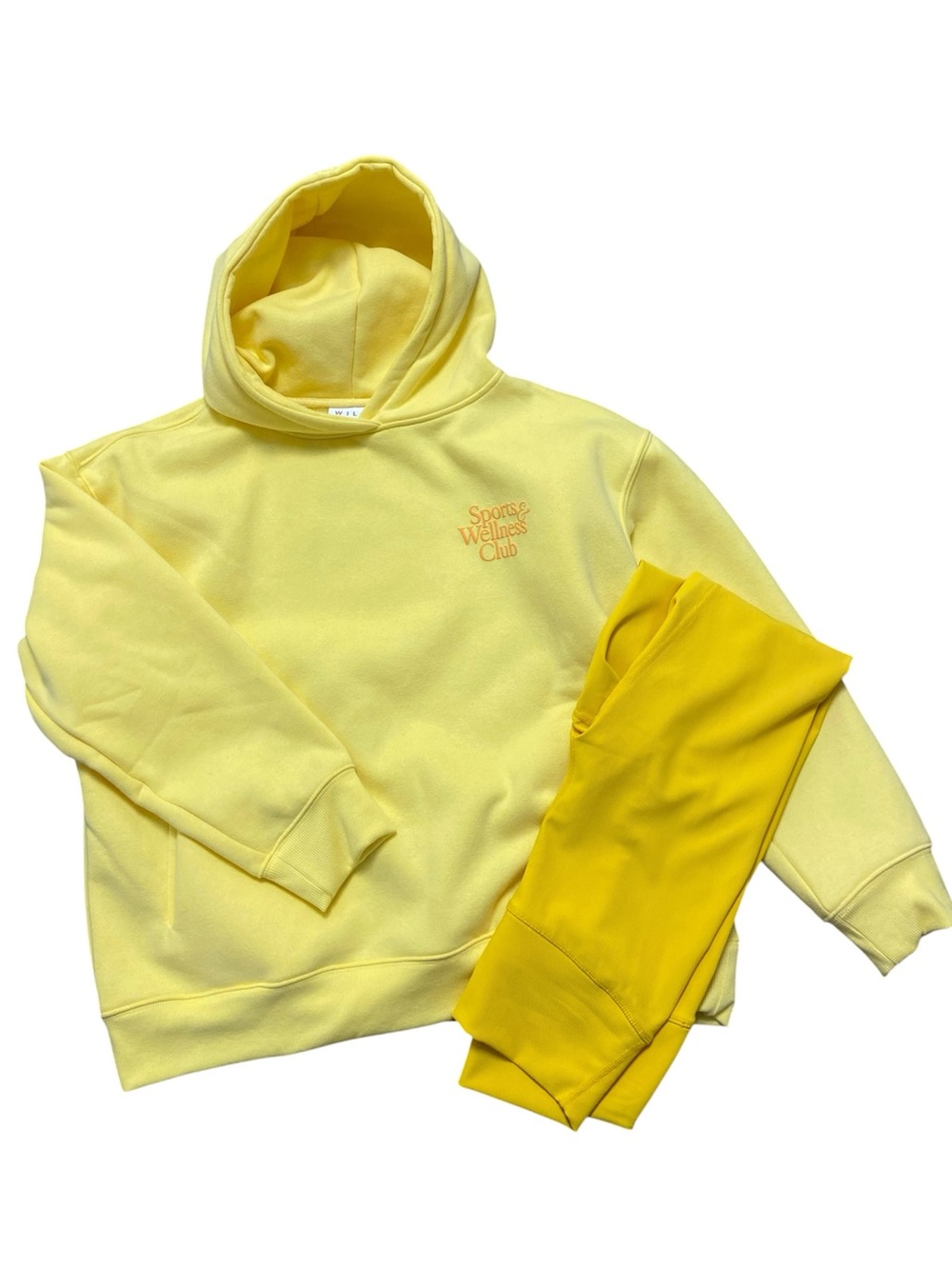 WILO The Label Sports Wellness Club Hoodie Leggings Set Butter Yellow M NWT
